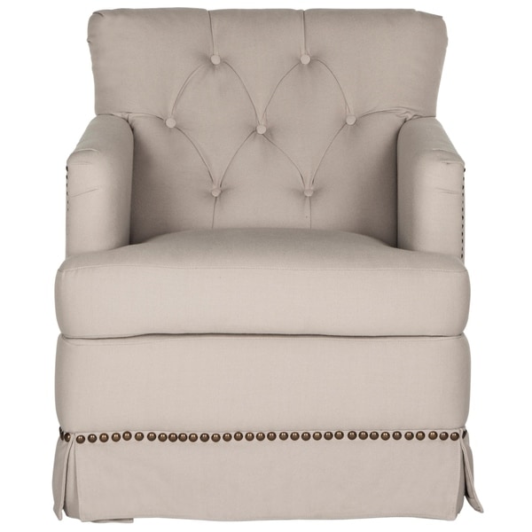 Shop Safavieh Millicent Taupe Linen Swivel Accent Chair ...