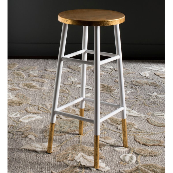 Shop Safavieh 30-inch Emery White/ Gold Bar Stool - 13.5" x 13.5" x 30