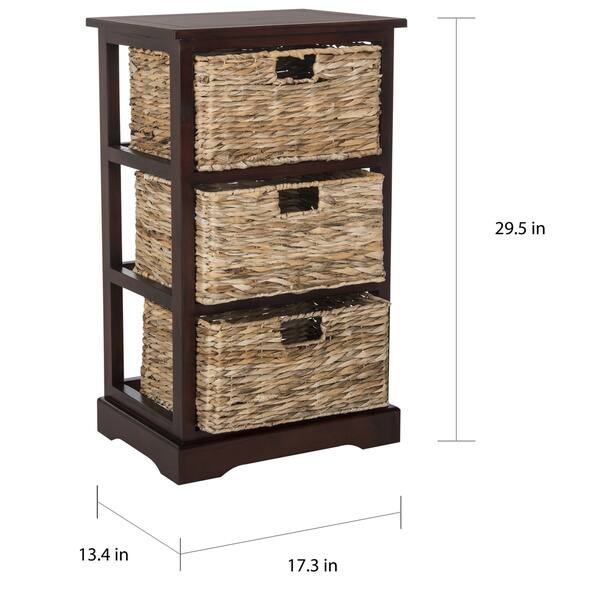 Shop Safavieh Halle Cherry 3 Wicker Basket Storage Unit 17 3 X