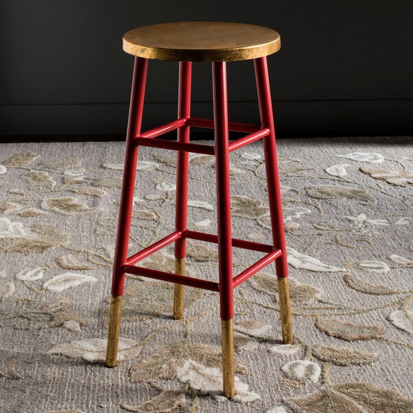 Shop Safavieh 30inch Emery Red/ Gold Bar Stool On Sale Free