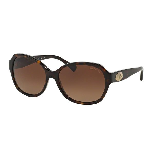 Shop Coach Women's HC8150 Tortoise Plastic Square Polarized Sunglasses