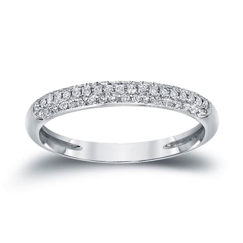 Auriya 3/4ctw Round Pave Diamond Wedding Band 14k White Gold