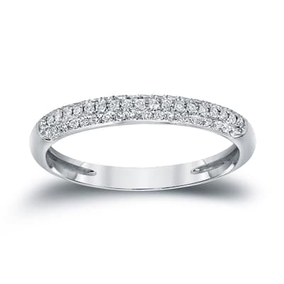 Auriya 3/4ctw Round Pave Diamond Wedding Band 14k White Gold