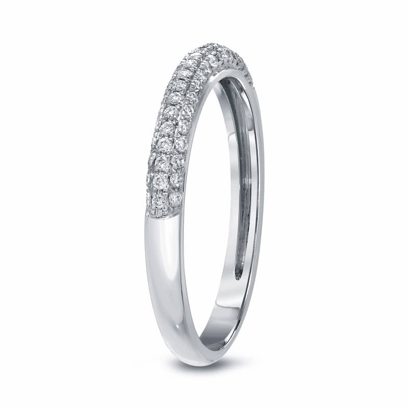 Auriya 3/4ctw Round Pave Diamond Wedding Band 14k White Gold