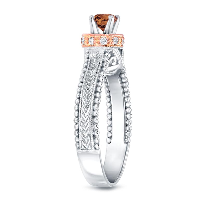 Auriya Vintage 1/2ct TDW Brown Diamond Engagement Ring 14k Rose and White Gold