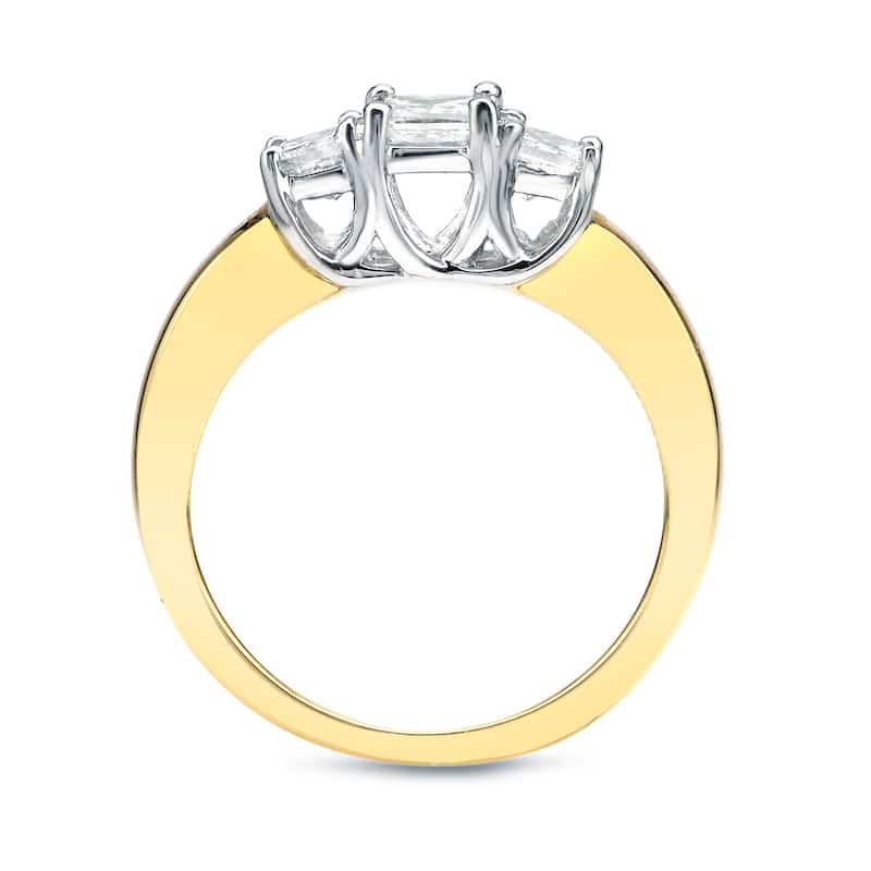 Auriya 14k Two-Tone Gold 3/4ct TDW 3-Stone Princess-Cut Diamond Engagement Ring H-I, VS1-VS2