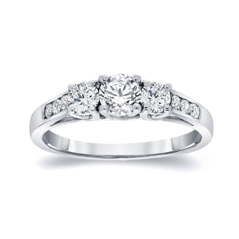 Auriya 14k Gold 1/2ctw Classic 3-Stone Diamond Engagement Ring - White - 6