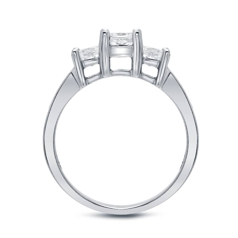 Auriya 14k Gold 1 1/2ctw Princess-cut 3-Stone Diamond Engagement Ring (J-K, I1-I2)