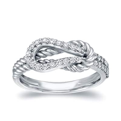 Auriya 14k Gold 1/3ct TDW Round-Cut Diamond Rope Style Ring