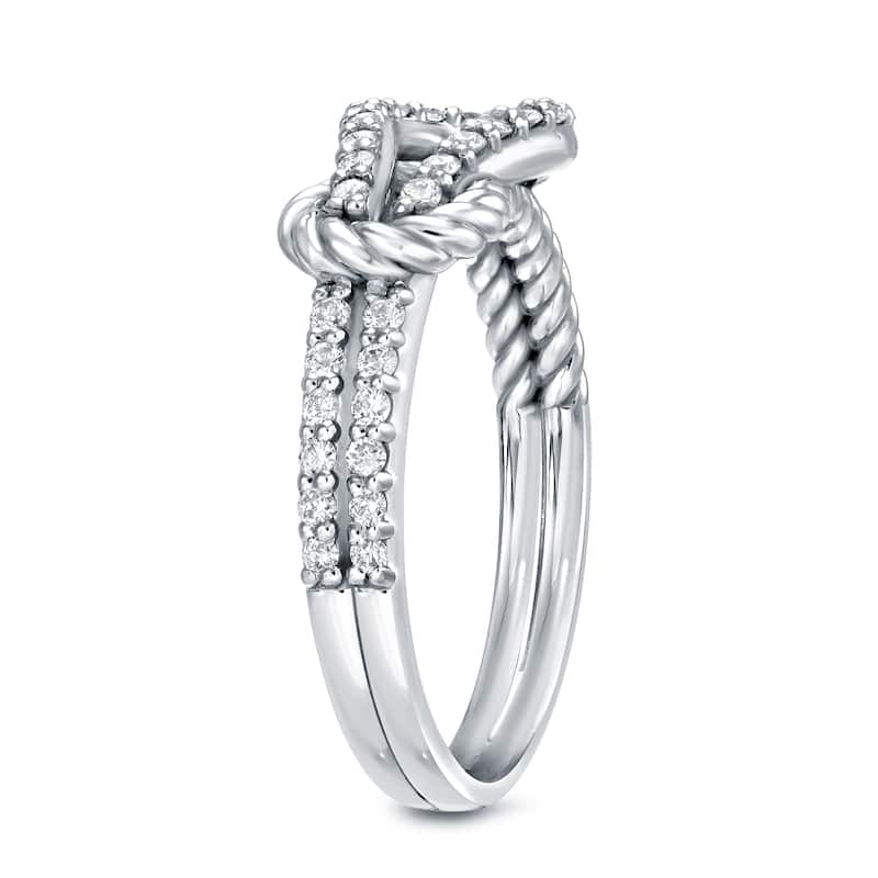 Auriya 14k Gold 1/3ct TDW Round-Cut Diamond Rope Style Ring