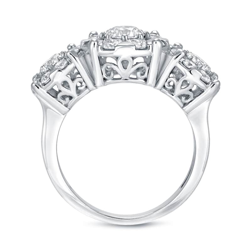 Auriya 14k Gold 1 1/2ctw Halo 3-stone Diamond Engagement Ring (H-I, I1-I2)