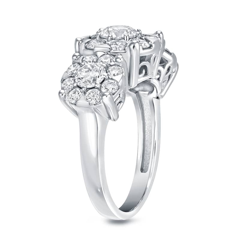 Auriya 14k Gold 1 1/2ctw Halo 3-stone Diamond Engagement Ring (H-I, I1-I2)