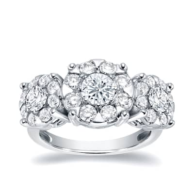 Auriya 14k Gold 1 1/2ctw Halo 3-stone Diamond Engagement Ring (H-I, I1-I2)