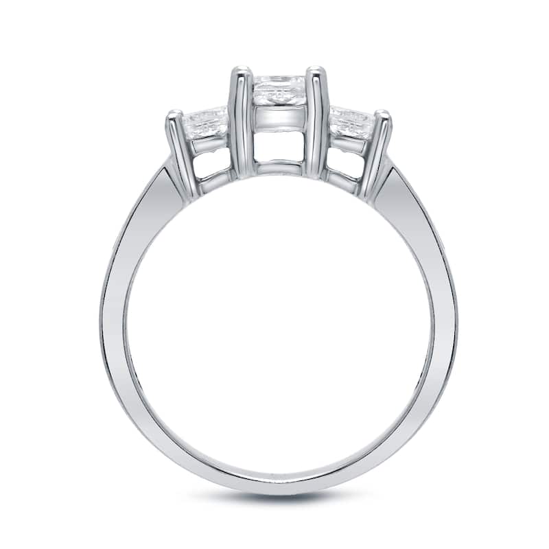 Auriya 14k Gold 2 carat TW Princess-cut 3-stone Diamond Engagement Ring (J-K, SI1-SI2)