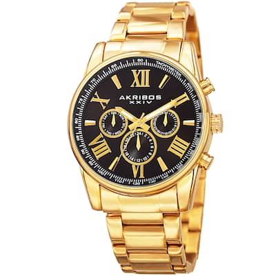 Akribos XXIV Men's Multifunction Tachymeter Stainless Steel Bracelet Watch - Black