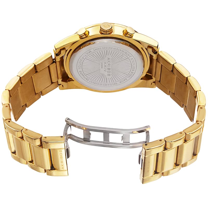 Akribos XXIV Men's Multifunction Tachymeter Stainless Steel Gold-Tone Bracelet Watch - GOLD