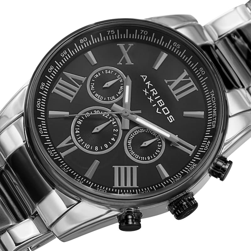 Akribos XXIV Men's Multifunction Tachymeter Stainless Steel Two-Tone Bracelet Watch