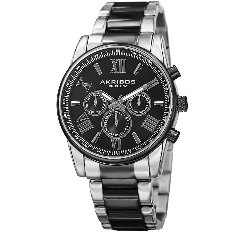 Akribos XXIV Men's Multifunction Tachymeter Stainless Steel Two-Tone Bracelet Watch