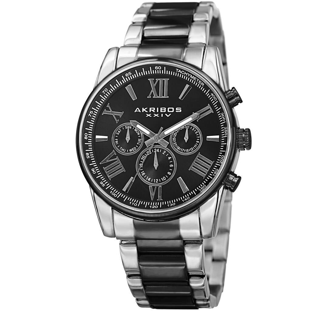 Akribos XXIV Men's Multifunction Tachymeter Stainless Steel Two-Tone Bracelet Watch