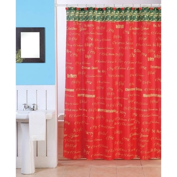 Merry Christmas Shower Curtain with Matching Hooks Free Shipping On
