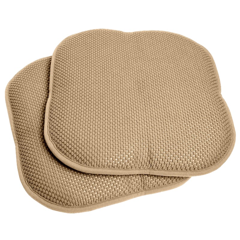 Taupe 16-inch Memory Foam Chair Pad/Seat Cushion with Non-Slip Backing (2 or 4 Pack) - Set of 2