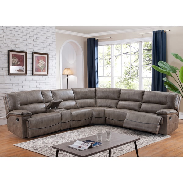 Shop Donovan Sectional Sofa with 3 Reclining Seats - On 