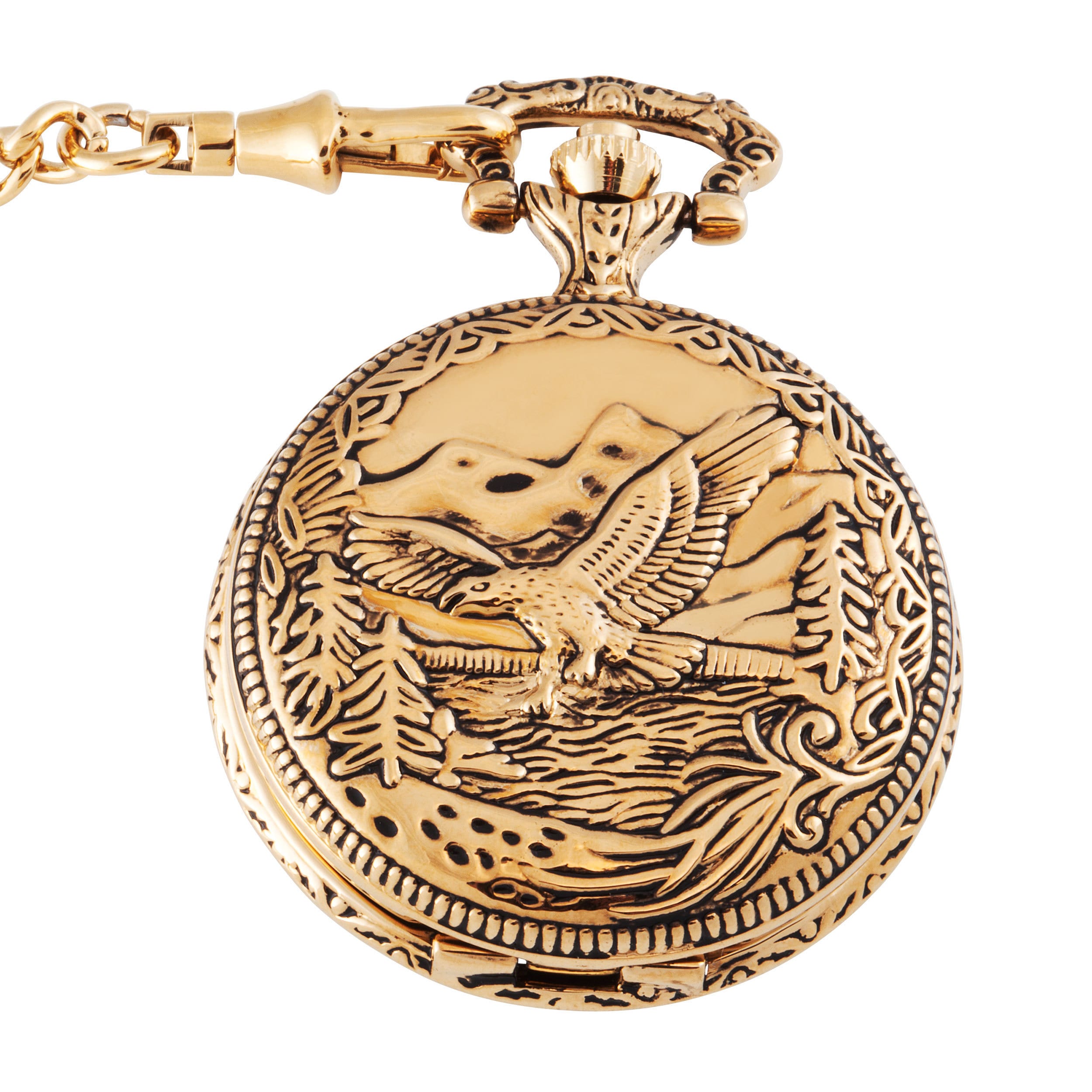 black and gold pocket watch