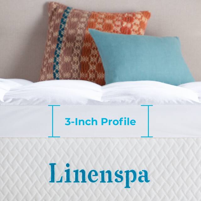 3 Inch Down Alternative Fiber Bed Mattress Topper by Linenspa Essentials - White