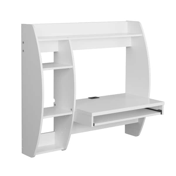 Shop Prepac White Floating Desk With Storage And Keyboard Tray