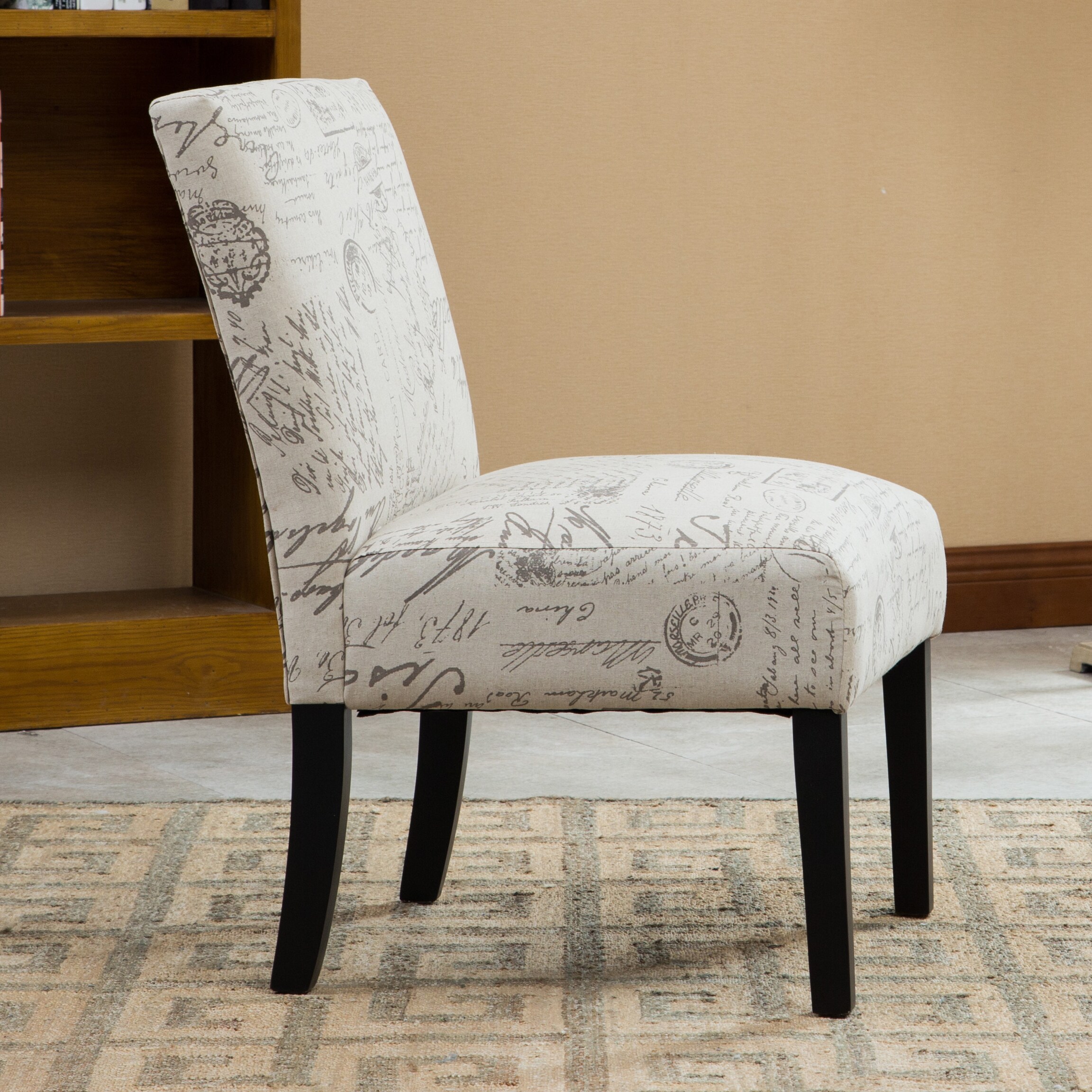 botticelli english letter print fabric armless accent chair