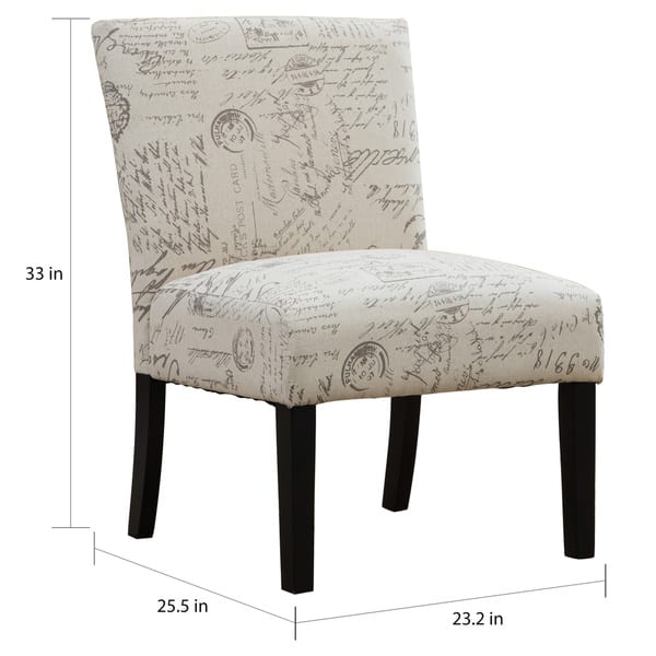 Shop Botticelli English Letter Print Fabric Armless Accent Chair