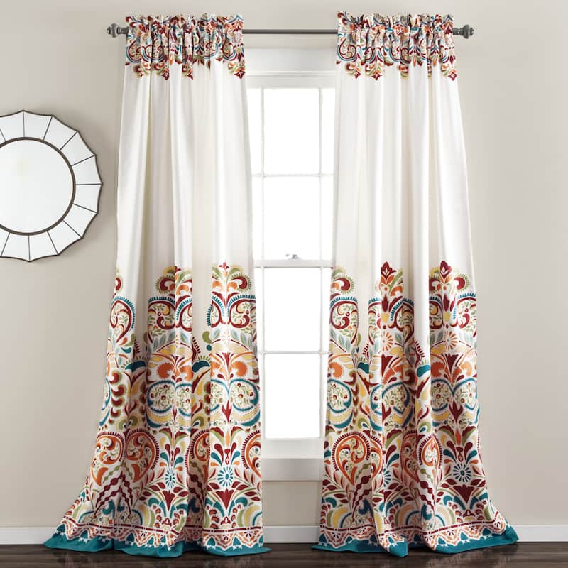 The Curated Nomad Presidio Room Darkening Window Curtain Panel Pair - 52 x 84 - turquoise/tangerine