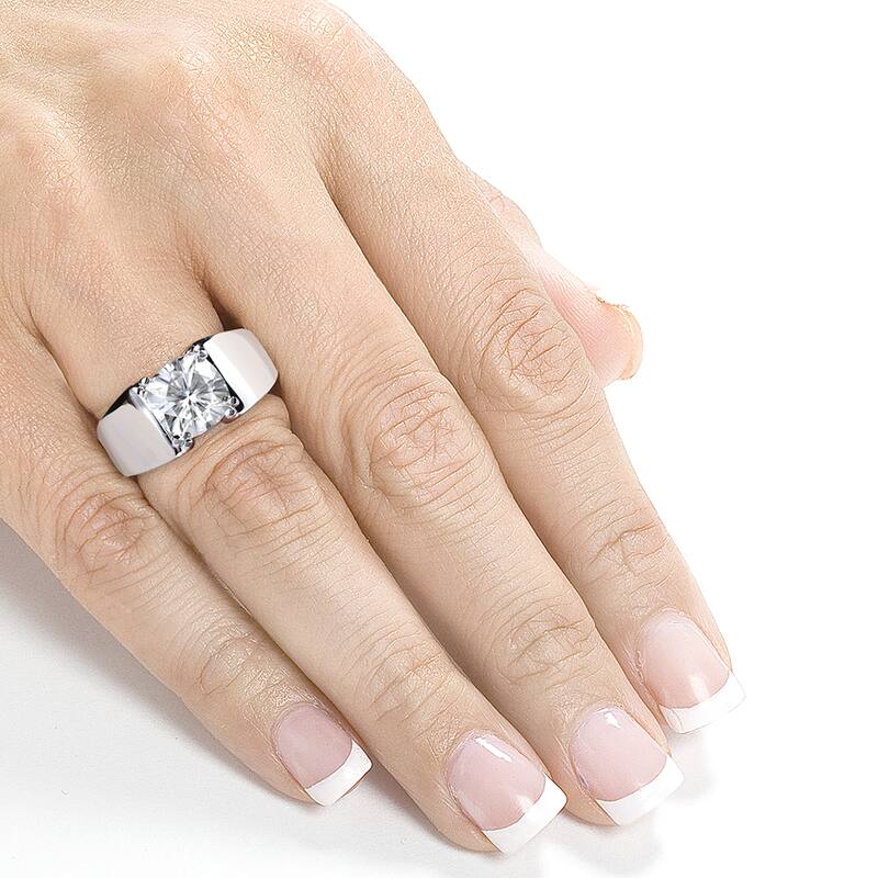 Annello by Kobelli 14k White Gold 2ct Solitaire Forever One Moissanite Cushion-cut Wide Flared Engagement Ring (DEF/VS)