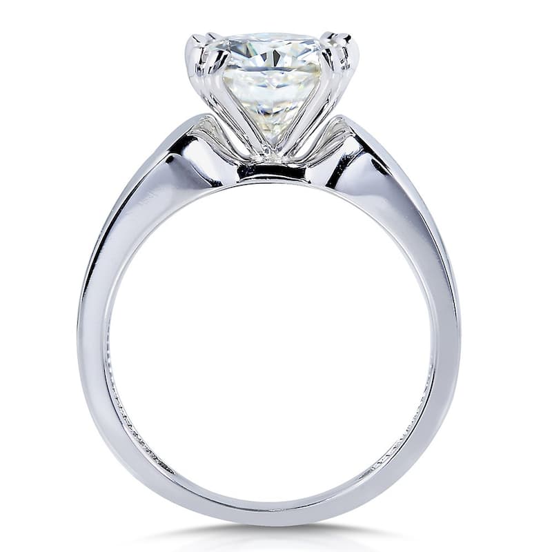 Annello by Kobelli 14k White Gold 2ct Solitaire Forever One Moissanite Cushion-cut Wide Band Engagement Ring (DEF/VS)