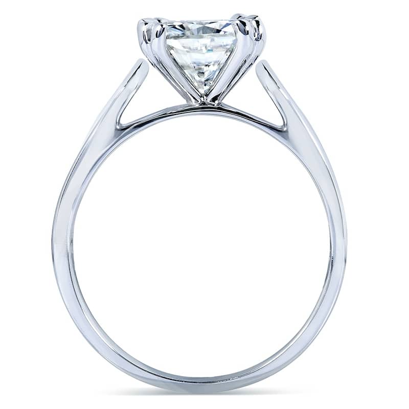 Annello by Kobelli 14k White Gold 2 Carat Cushion Moissanite Solitaire 4-Prong Peg Head Engagement Ring (DEF, VS)
