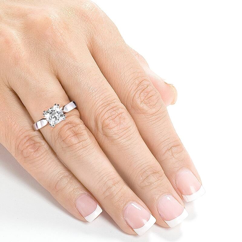 Annello by Kobelli 14k White Gold 1 1/10 Carat Solitaire Cushion Moissanite Engagement Ring (DEF/VS)