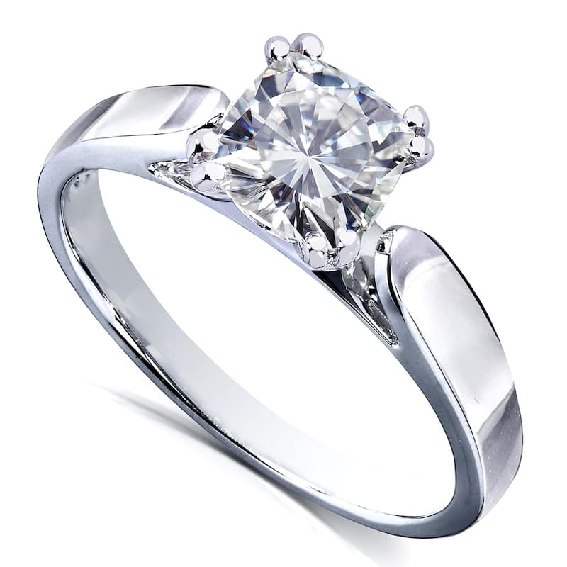 Annello by Kobelli 14k White Gold 1 1/10 Carat Solitaire Cushion Moissanite Engagement Ring (DEF/VS)