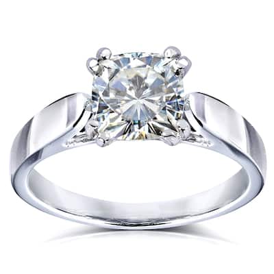 Annello by Kobelli 14k White Gold 1 1/10 Carat Solitaire Cushion Moissanite Engagement Ring (DEF/VS)