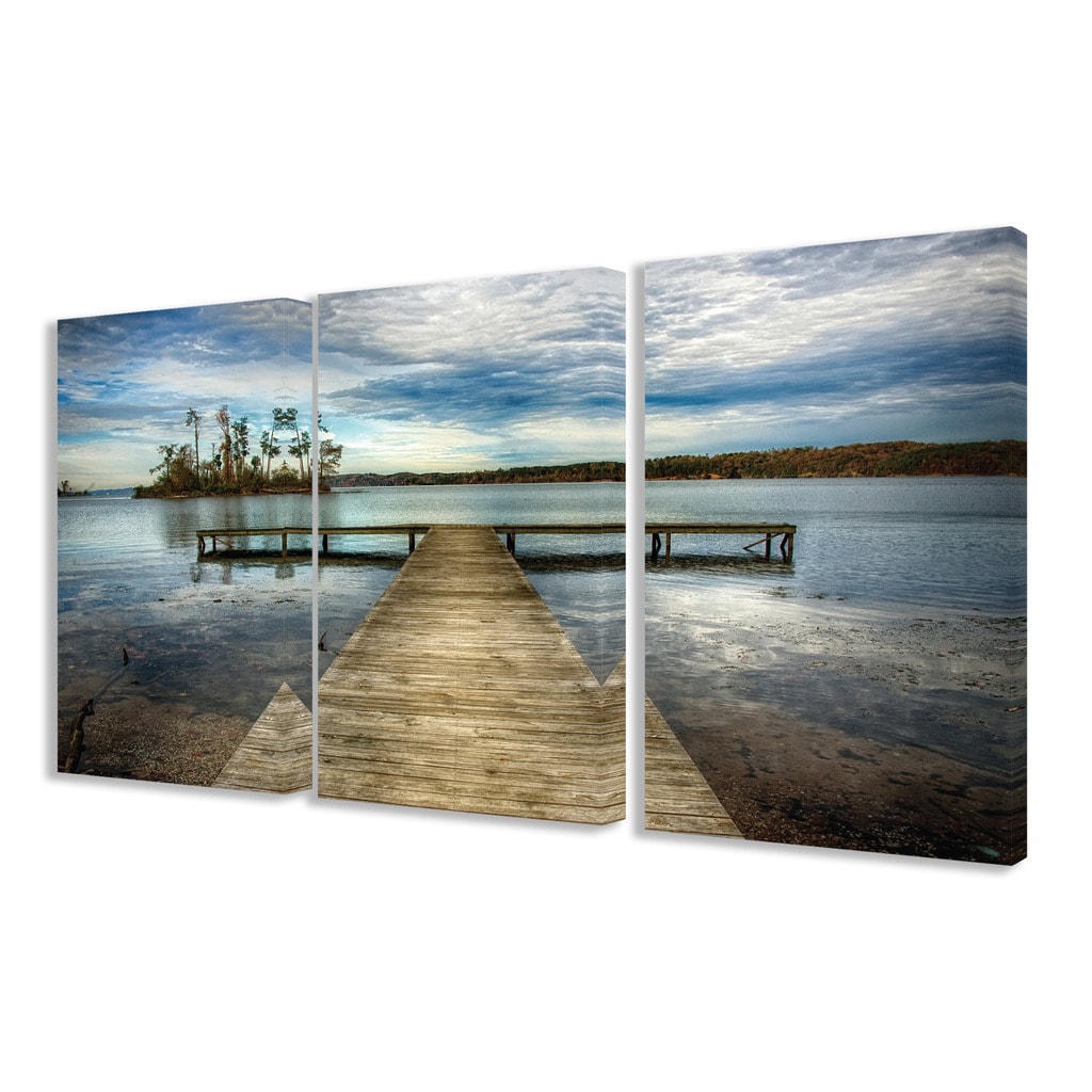 Stupell Dock Overlooking Island 3-Piece Triptych Canvas Art Set