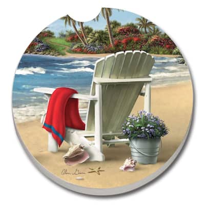 Counterart Absorbent Stone Car You Can Dream Beach Chair Coaster (Set of 2) - 4x6