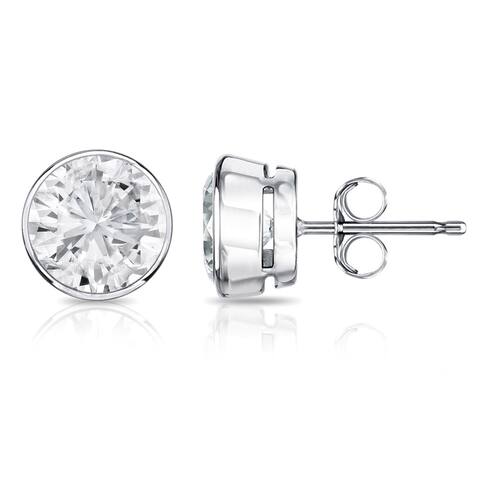 Auriya Platinum 1ctw Bezel-set Diamond Stud Earrings