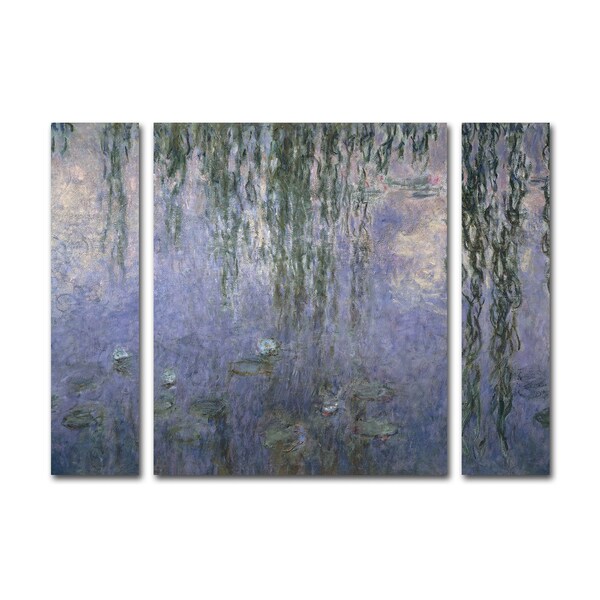 Claude Monet 'Water Lilies III 1840-1926' Three Panel Set Canvas Wall ...