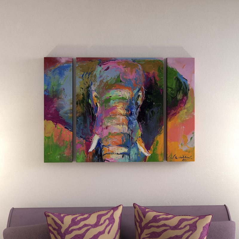 The Curated Nomad Richard Wallich 'Elephant 2' Three Panel Set Canvas Wall Art