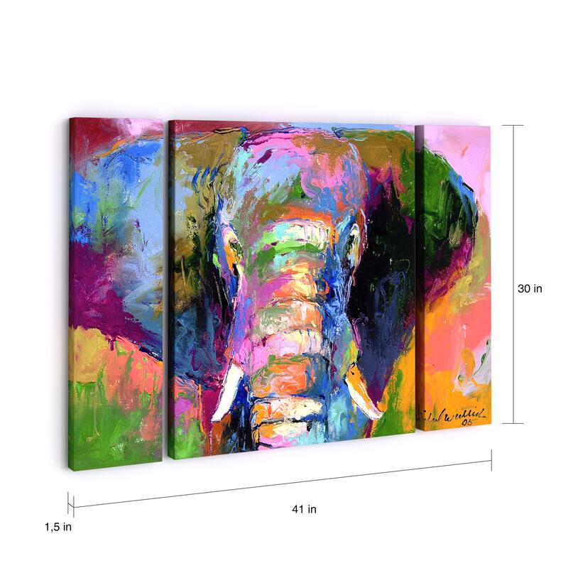 The Curated Nomad Richard Wallich 'Elephant 2' Three Panel Set Canvas Wall Art