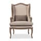 preview thumbnail 2 of 3, Baxton Studio Oreille French Provincial Style White Wash Distressed Beige Upholstered Armchair