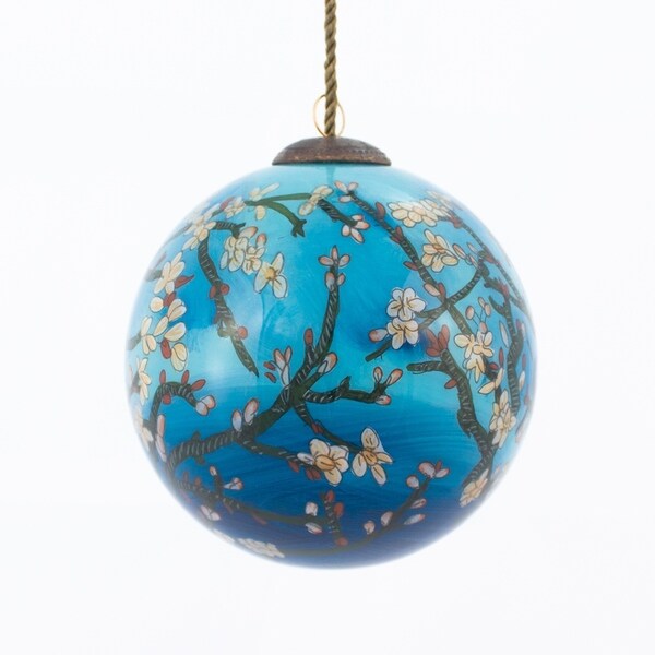 Vincent Van Gogh 'Branches of an Almond Tree in Blossom' Hand Painted Glass Ornament. Opens flyout.