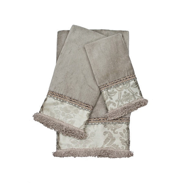 Shop Sherry Kline Westminster Grey 3-piece Decorative Embellished Towel ...