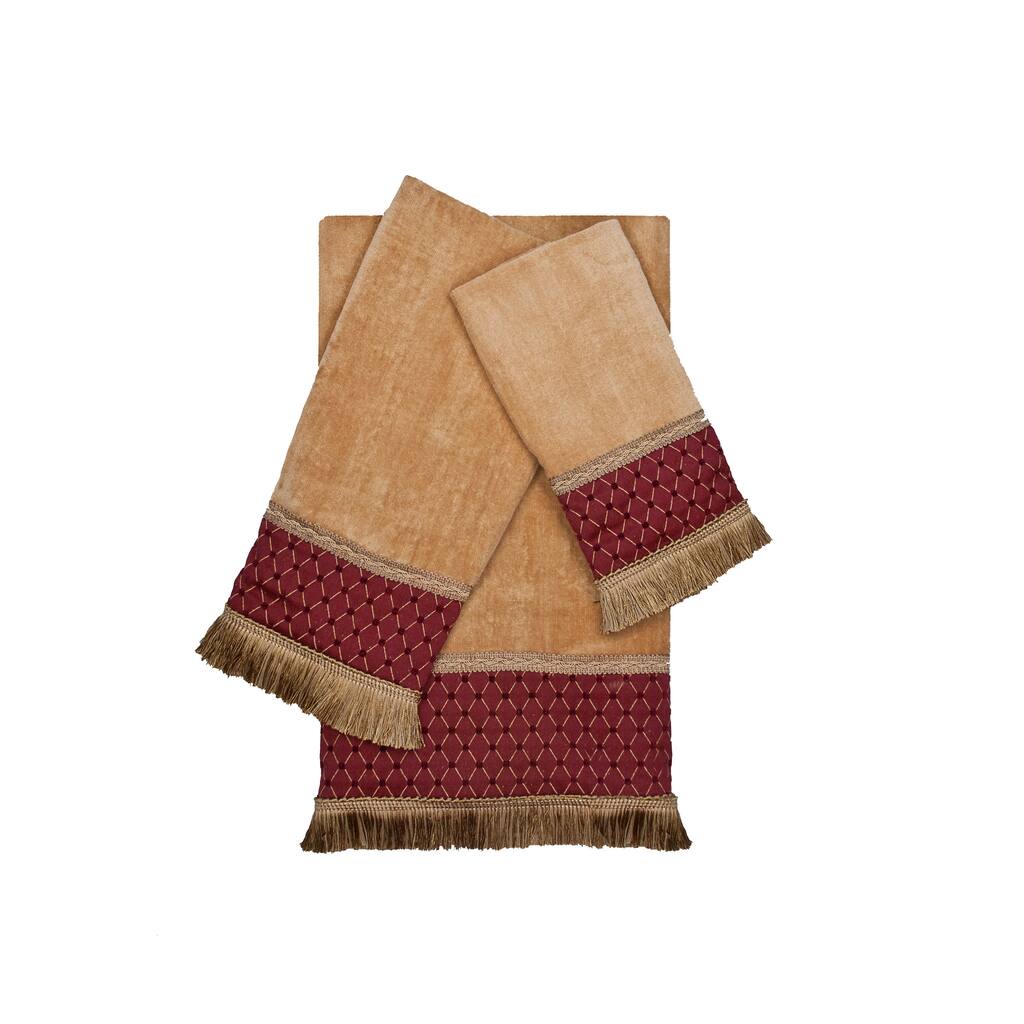 Sherry Kline Melrose Gold 3-piece Decorative Embellished Towel Set