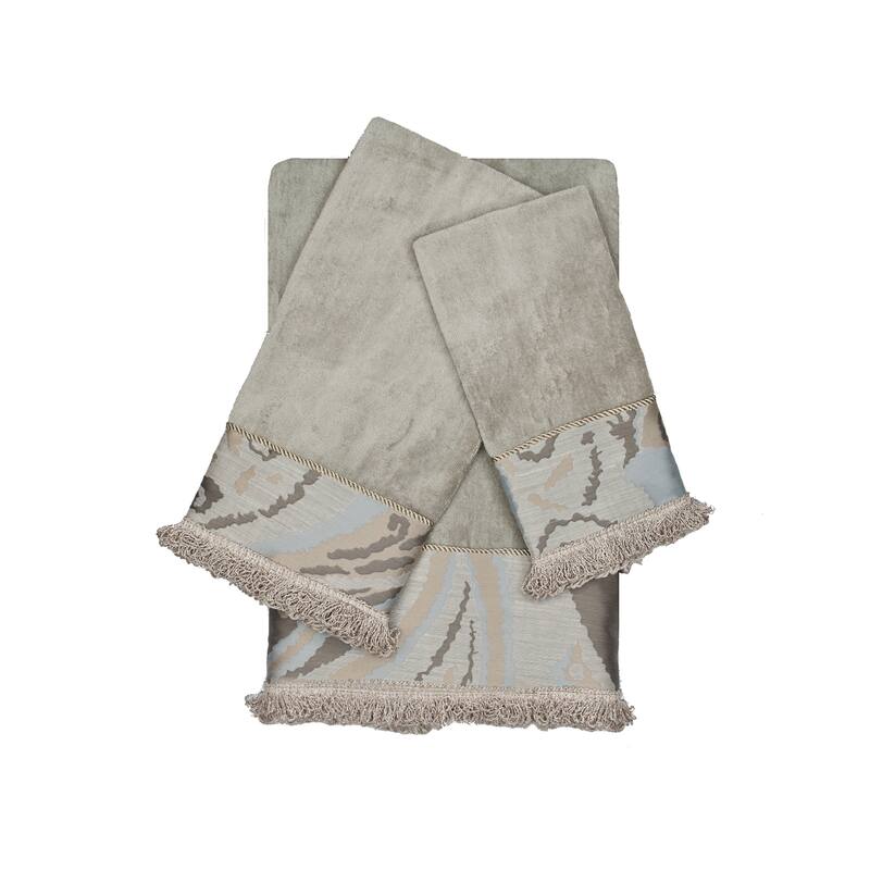 Sherry Kline Asbury Grey 3-piece Decorative Embellished Towel Set