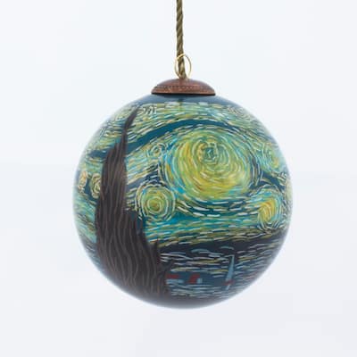 La Pastiche Vincent Van Gogh 'Starry Night' Hand Painted Glass Ornament Collectable